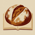 LoafNote icon, a painted loaf on an open notebook