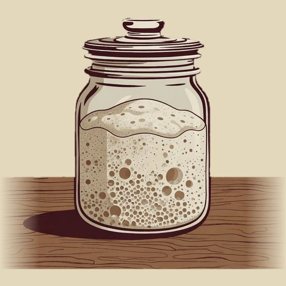 Jar of starter past peak, beginning to fall